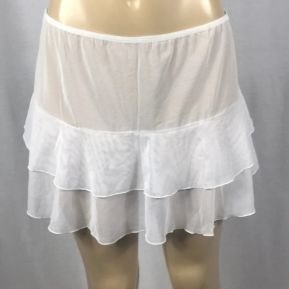 Under the Sun Size XL White Mesh Ruffle Skirt. Made in USA. New Without Tag - Picture 1 of 3